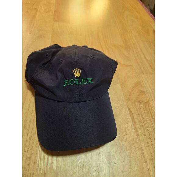Rolex Brand Blue Hat Green Embroidered Logo Adjustable Metal Clasp - Picture 2 of 5
